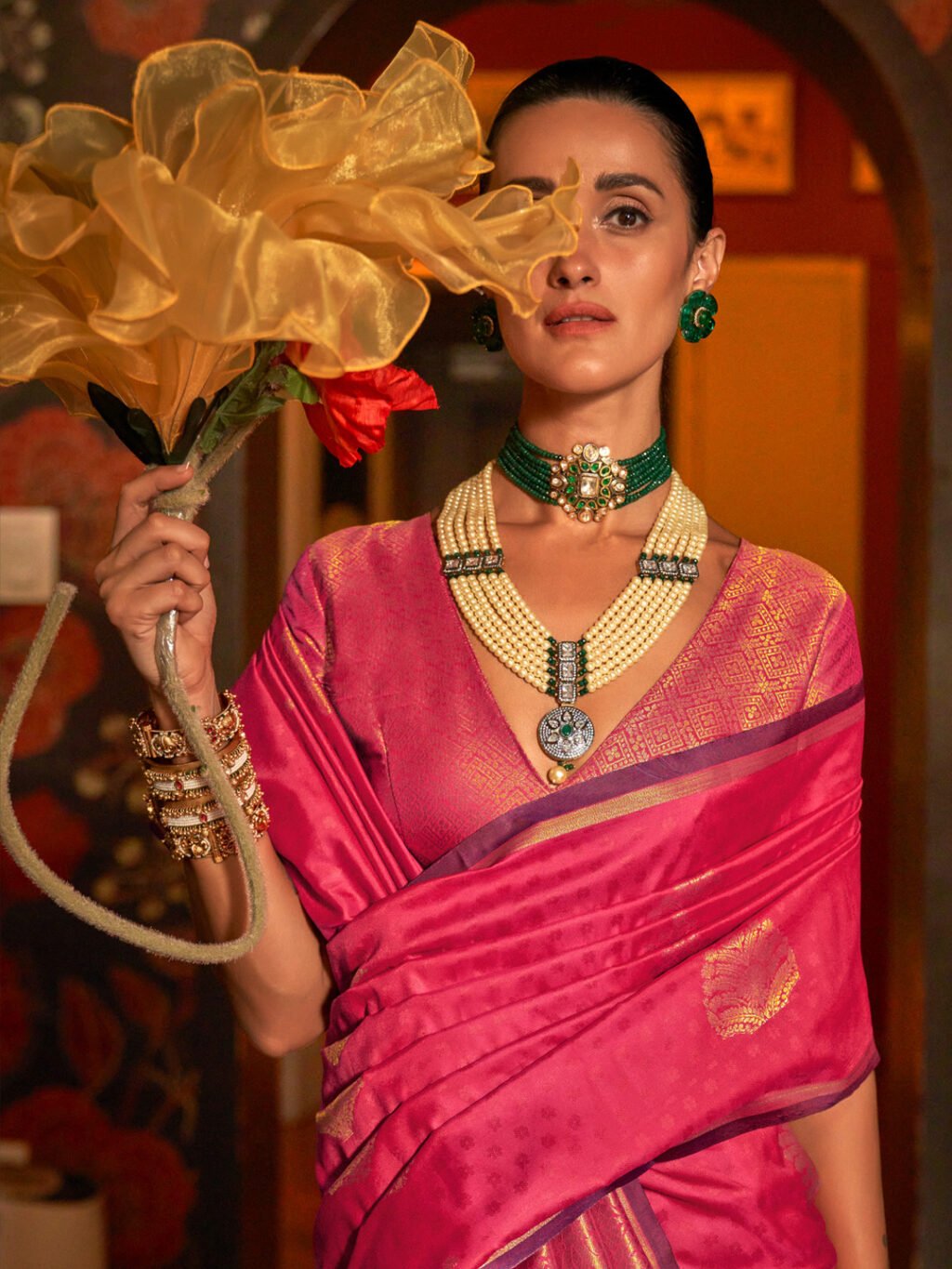 showcasing the beauty and craftsmanship of Silk Saree.