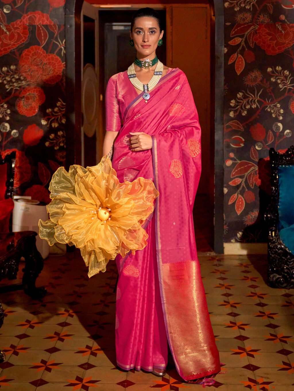 Image of Pink Silk Saree