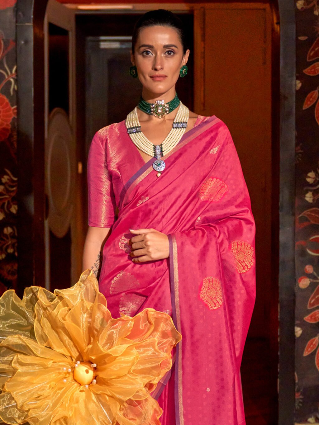 Pink Silk Saree - Image 3