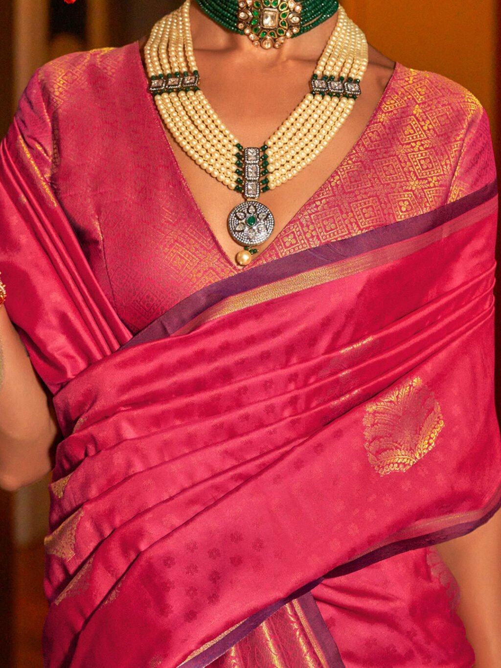Pink Silk Saree - Image 4