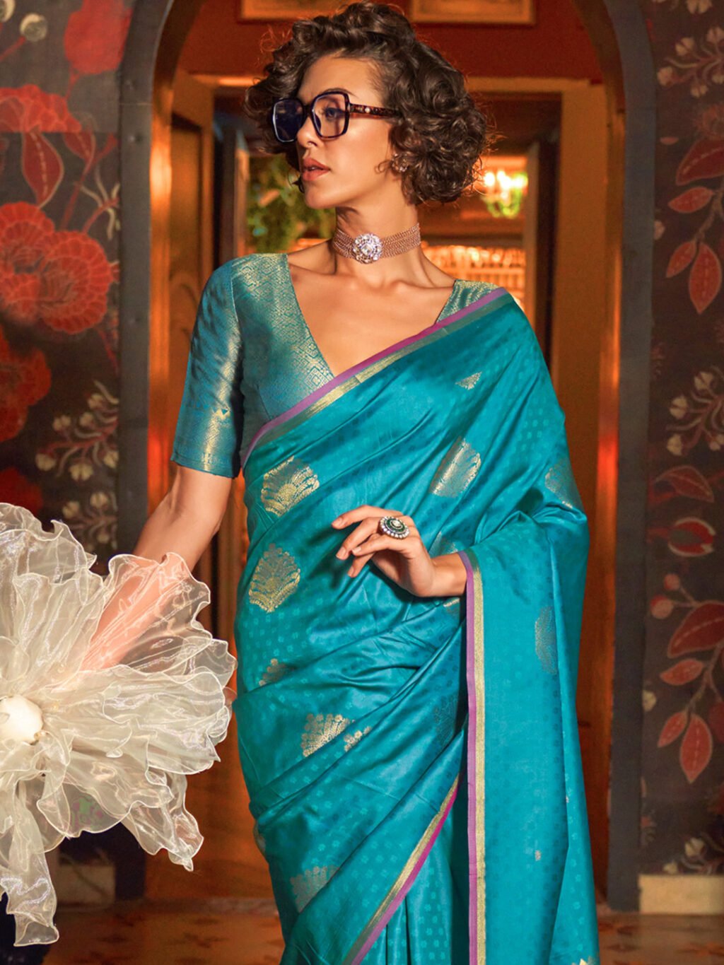 Blue Silk Saree - Image 3