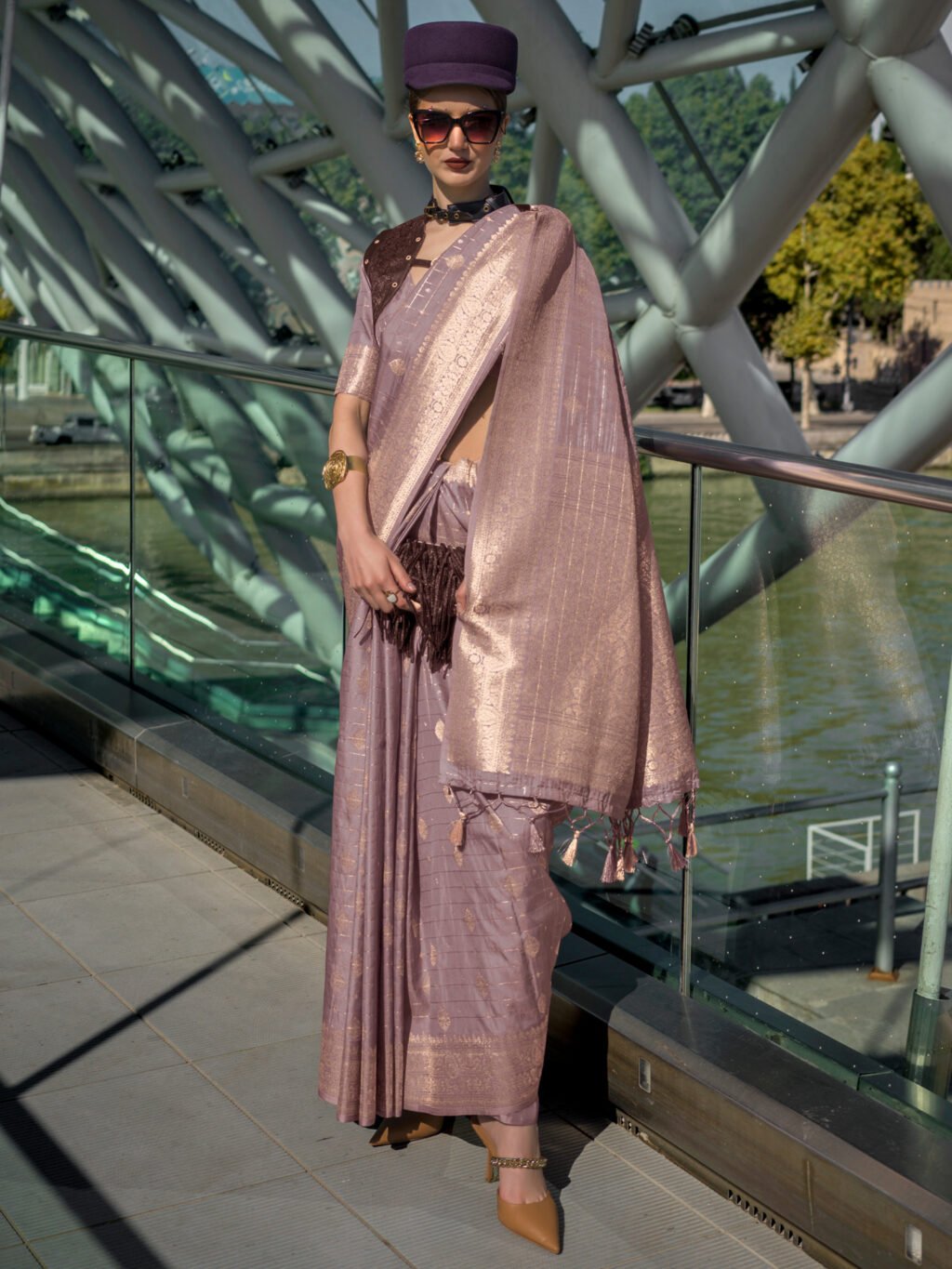 Image of Mauve Silk Saree