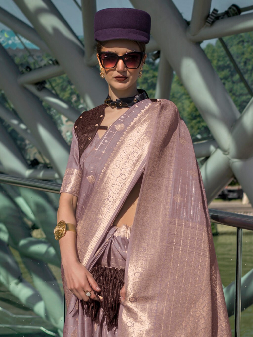 Mauve Silk Saree - Image 3