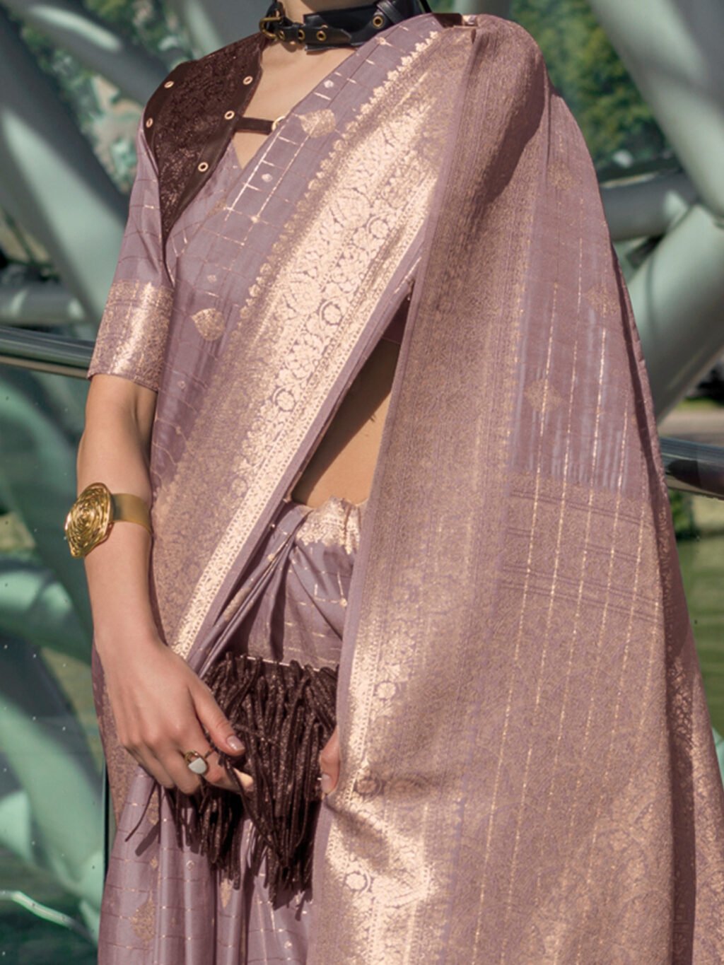 Mauve Silk Saree - Image 4