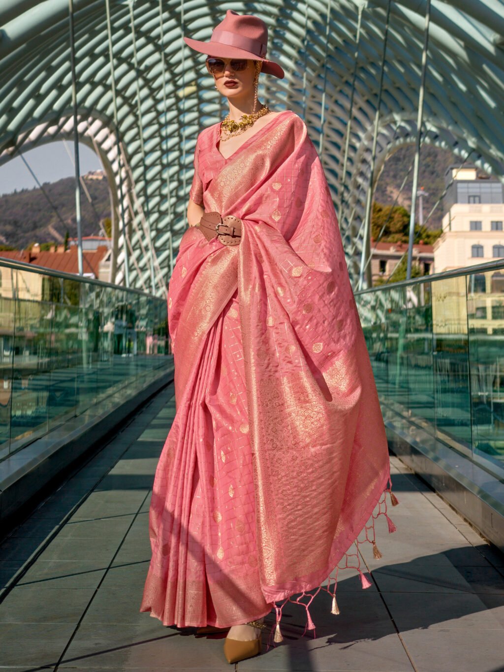 Image of Pink Silk Saree