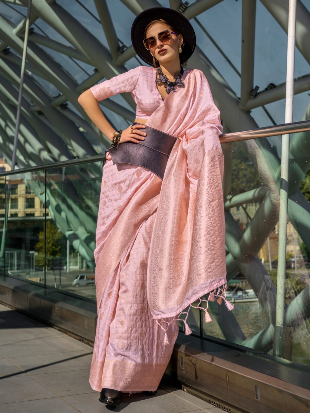 Image of Pink Silk Saree