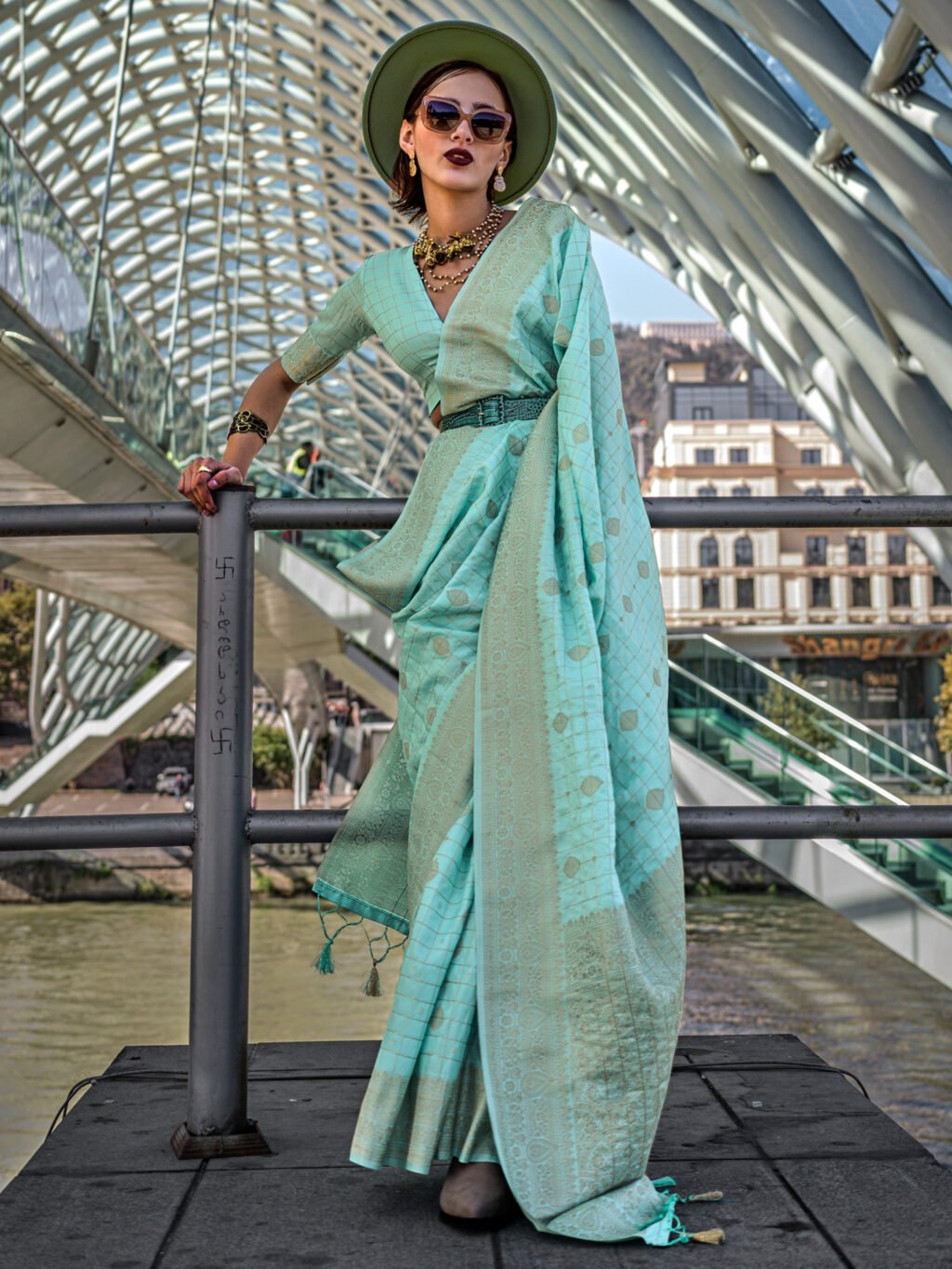 Image of Light Blue Silk Saree