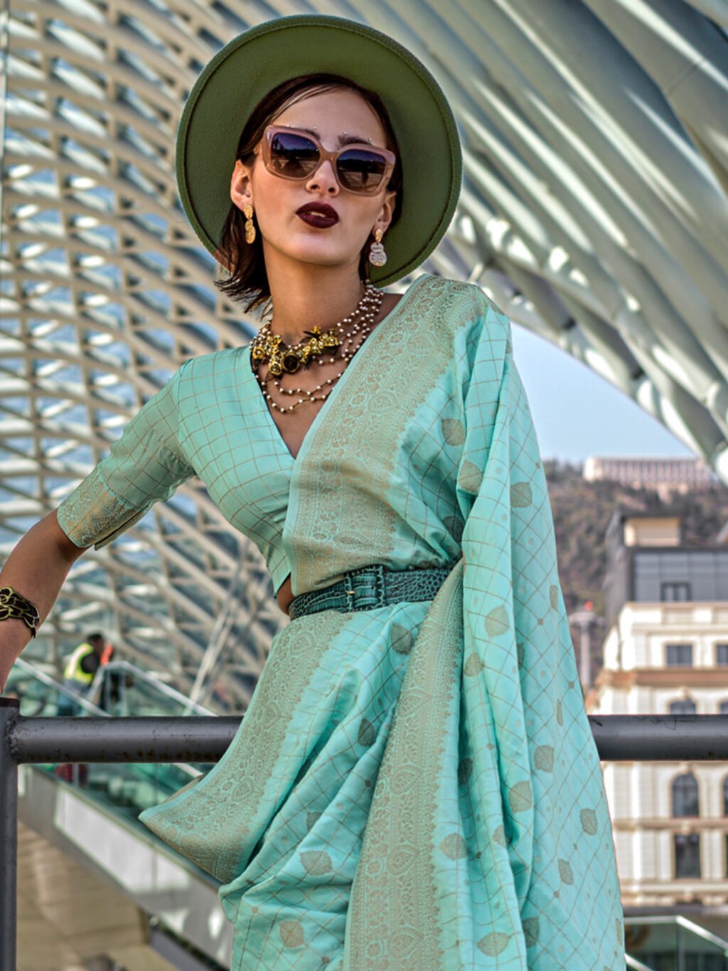 Light Blue Silk Saree - Image 3