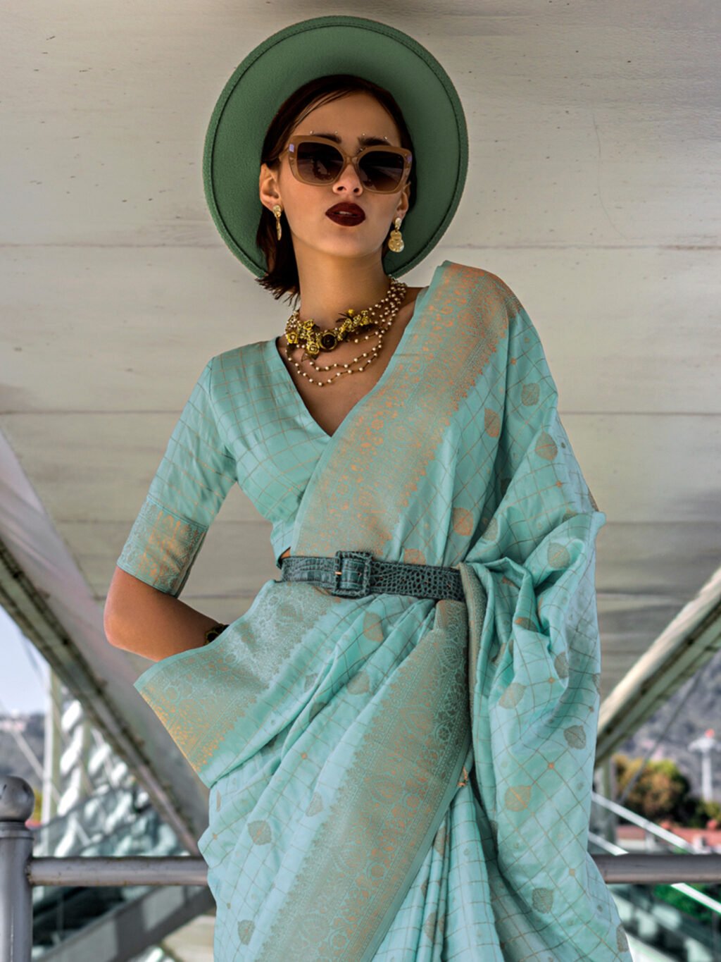 Light Blue Silk Saree - Image 4