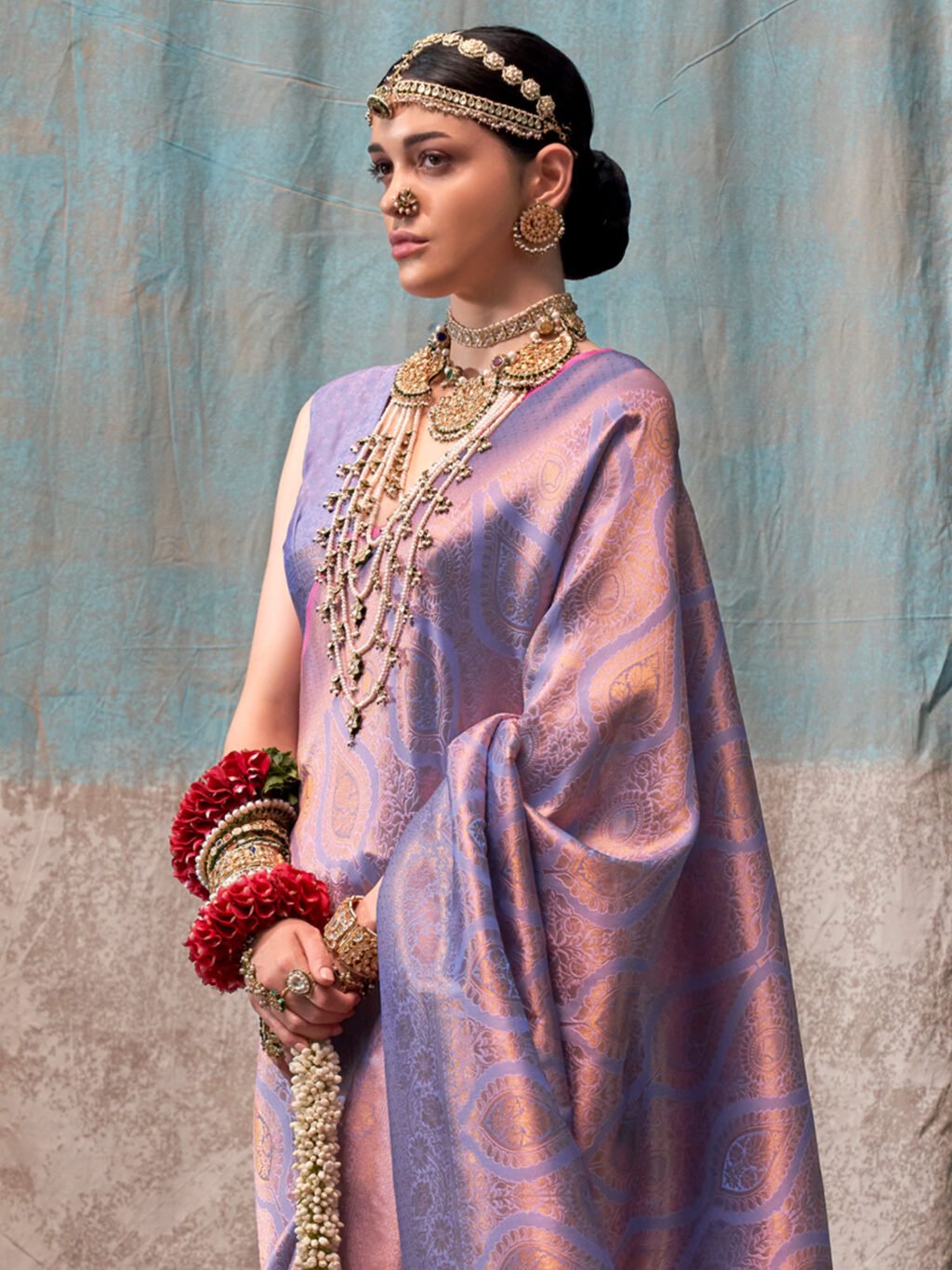 Lavendar Silk Saree - Image 3