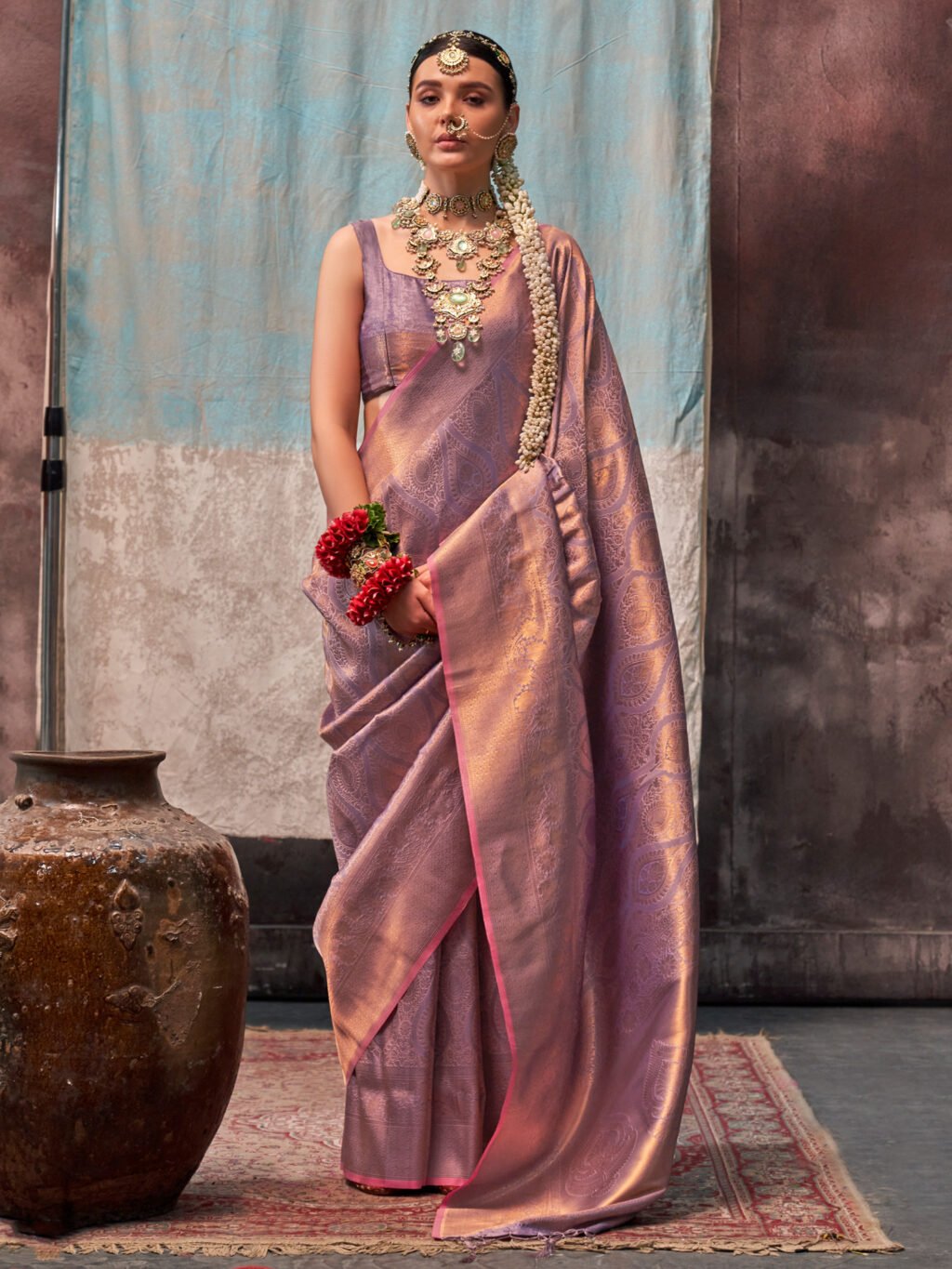 Image of Mauve Silk Saree