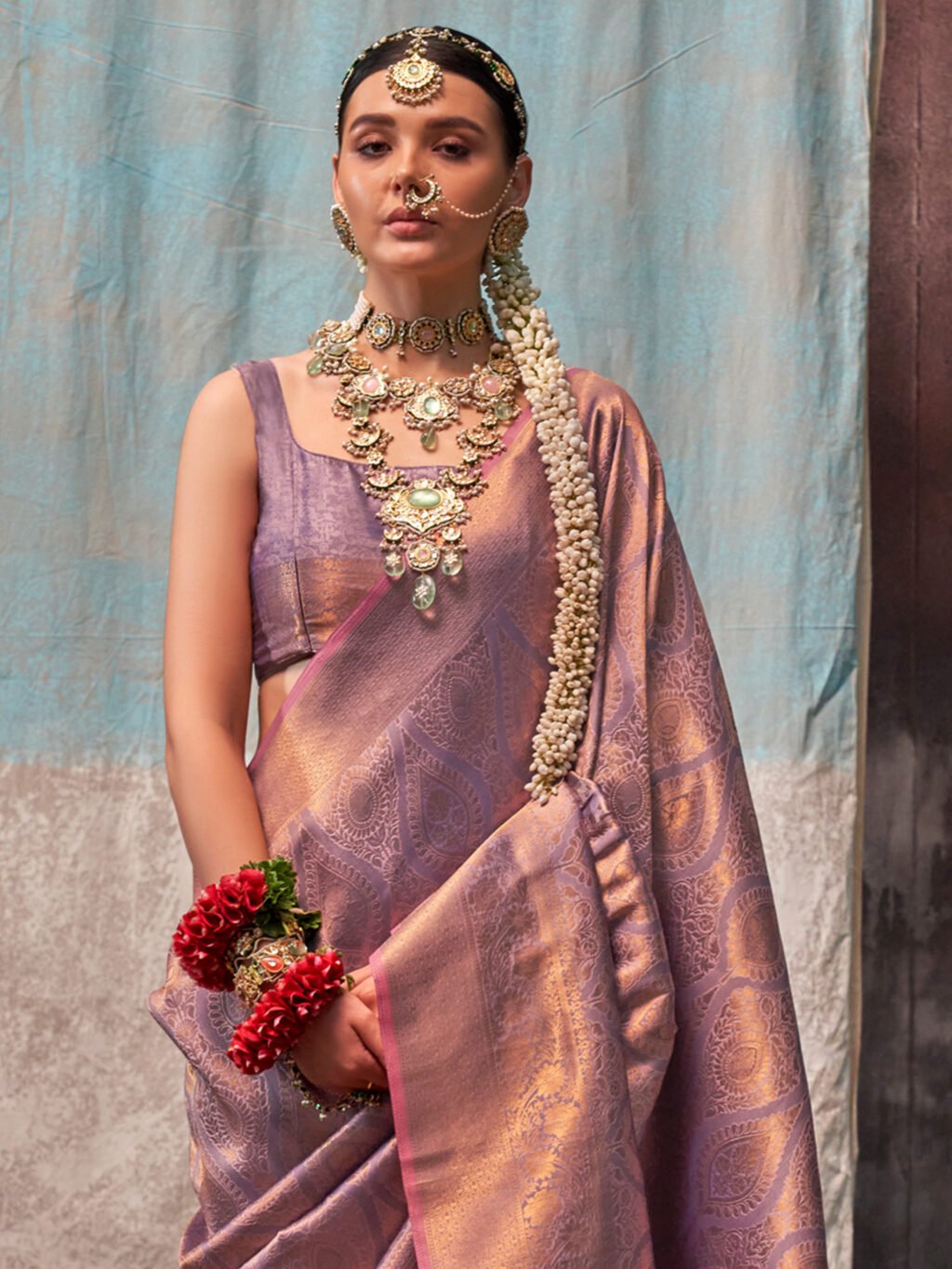 Mauve Silk Saree - Image 3