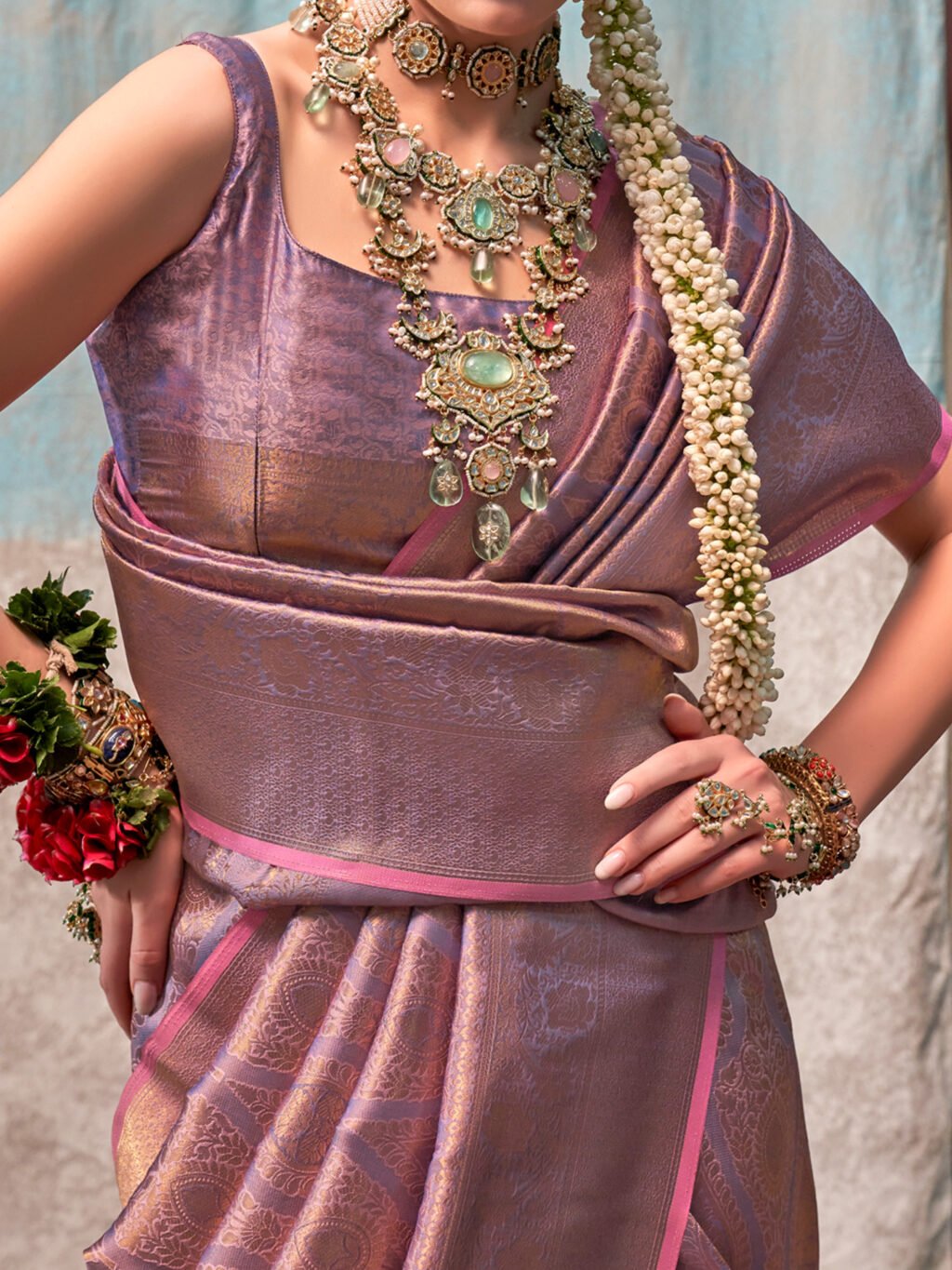 Mauve Silk Saree - Image 4