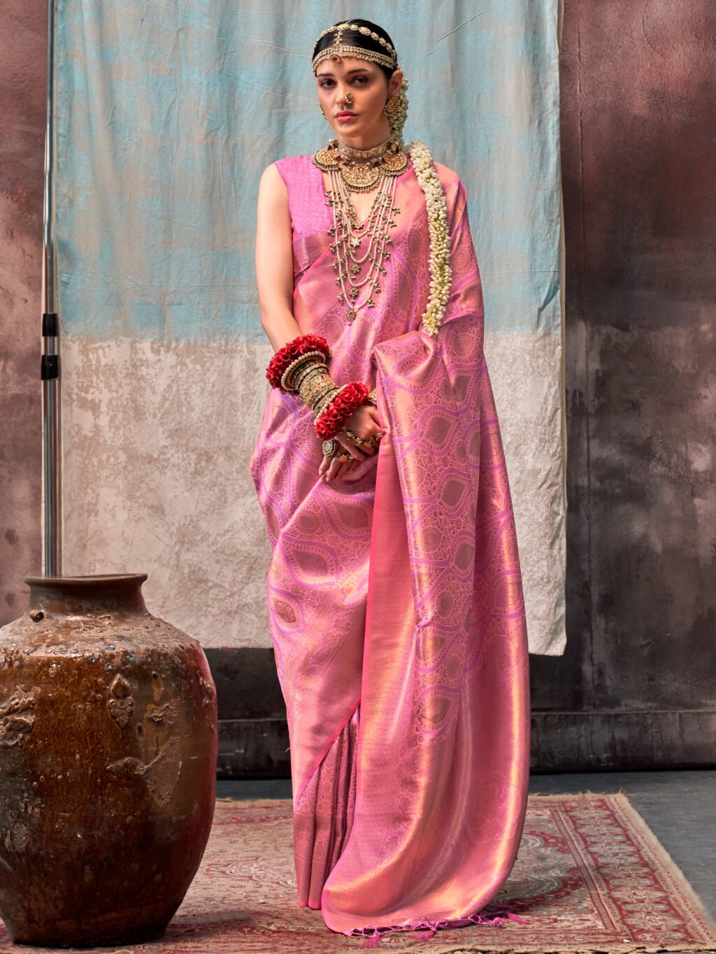 Image of Pink Silk Saree