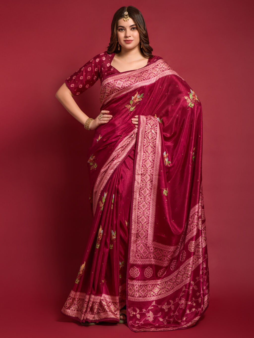 Image of Pink Silk Saree