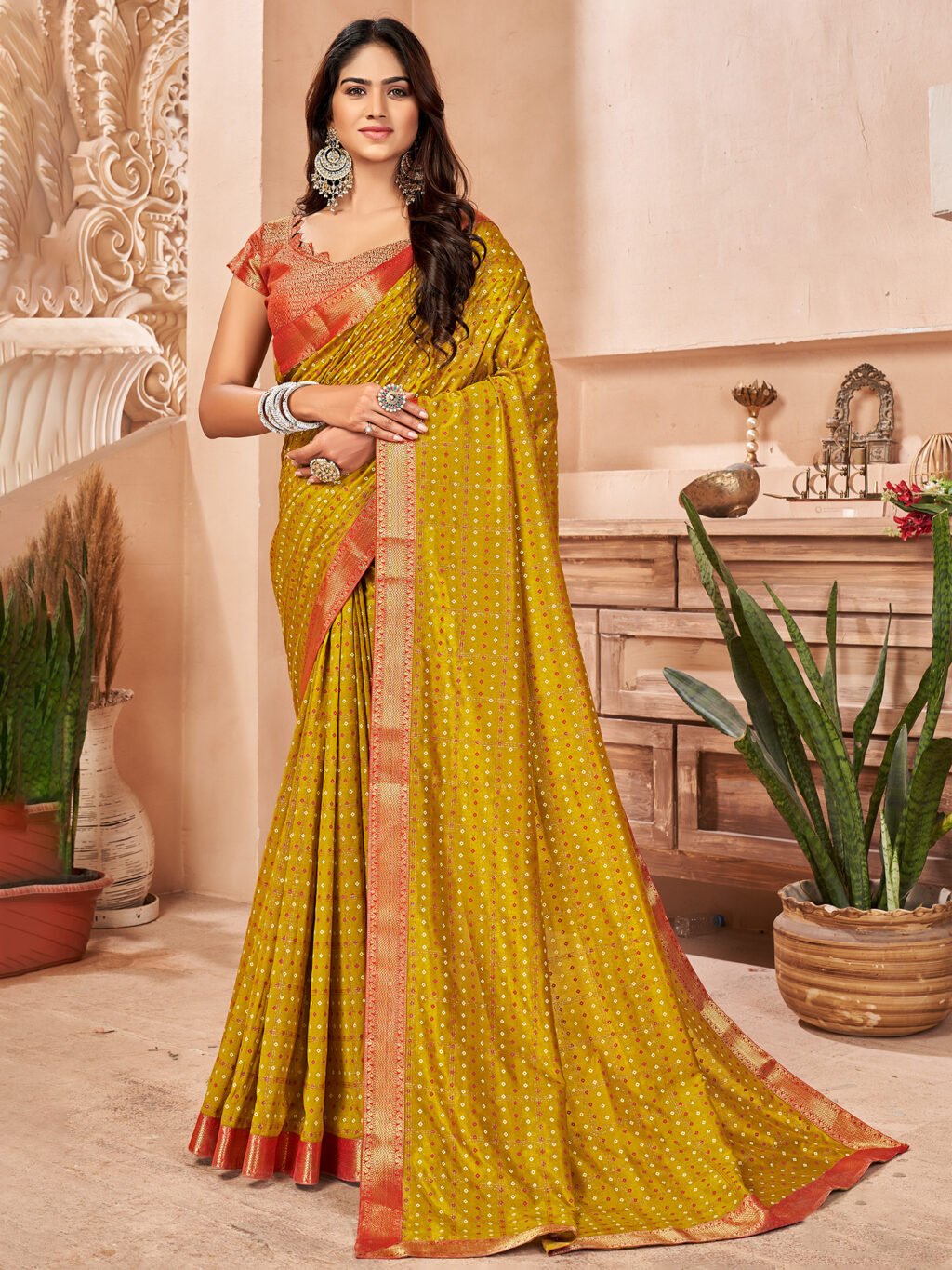 Image of Olive Silk Saree