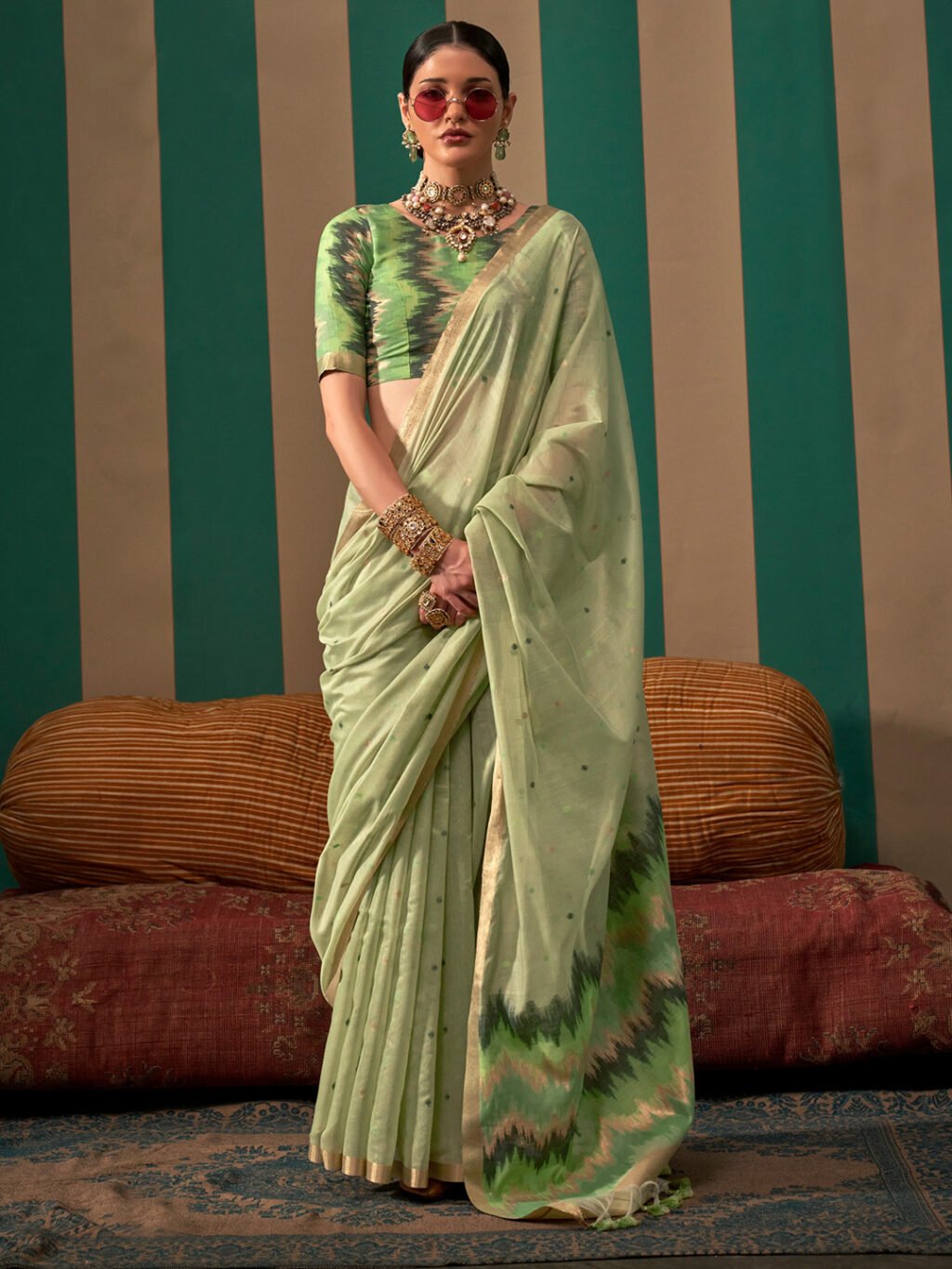 Image of Light Green Silk Saree