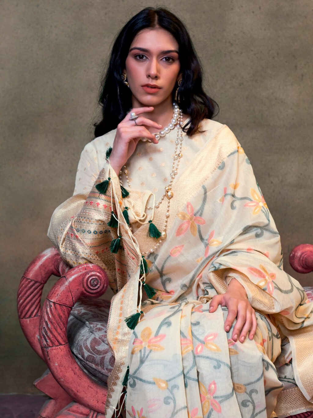 showcasing the beauty and craftsmanship of Silk Saree.