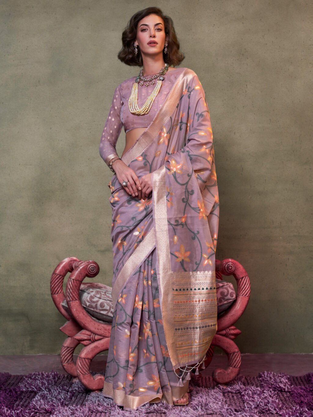 Image of Lavendar Silk Saree