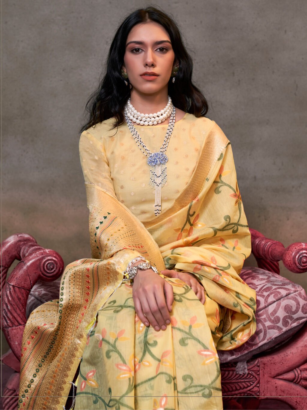 showcasing the beauty and craftsmanship of Designer Saree.