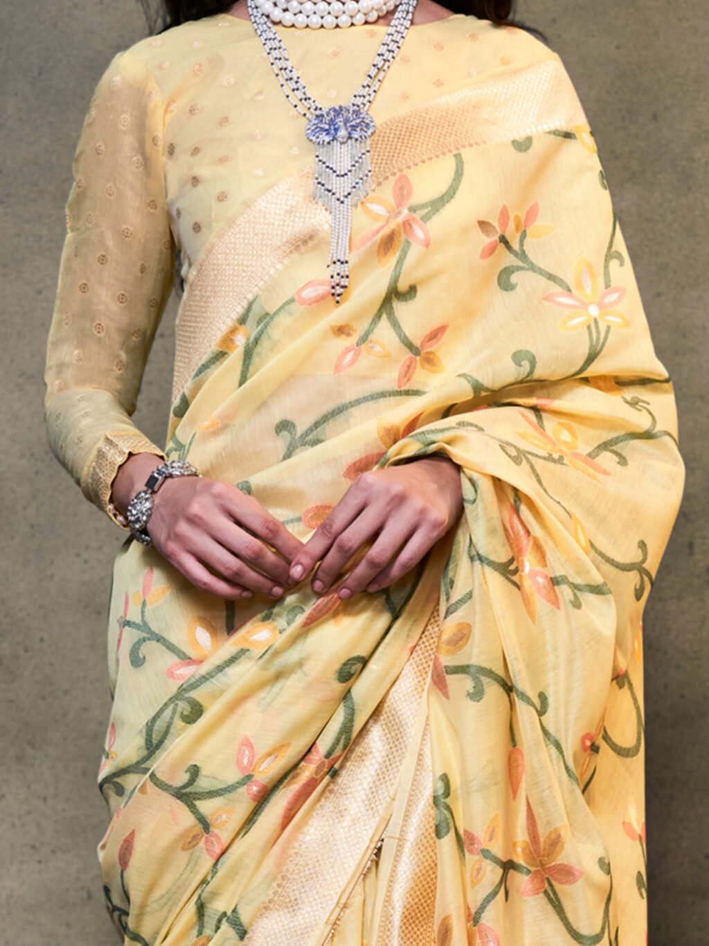 Yellow Silk Saree - Image 4