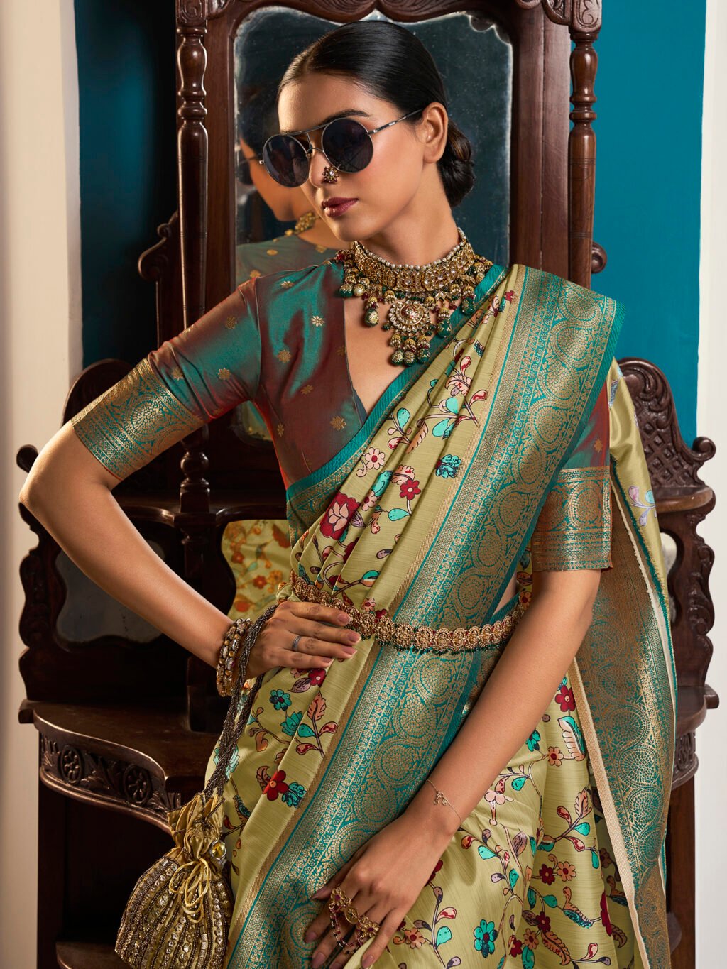 showcasing the beauty and craftsmanship of Party Wear Saree.