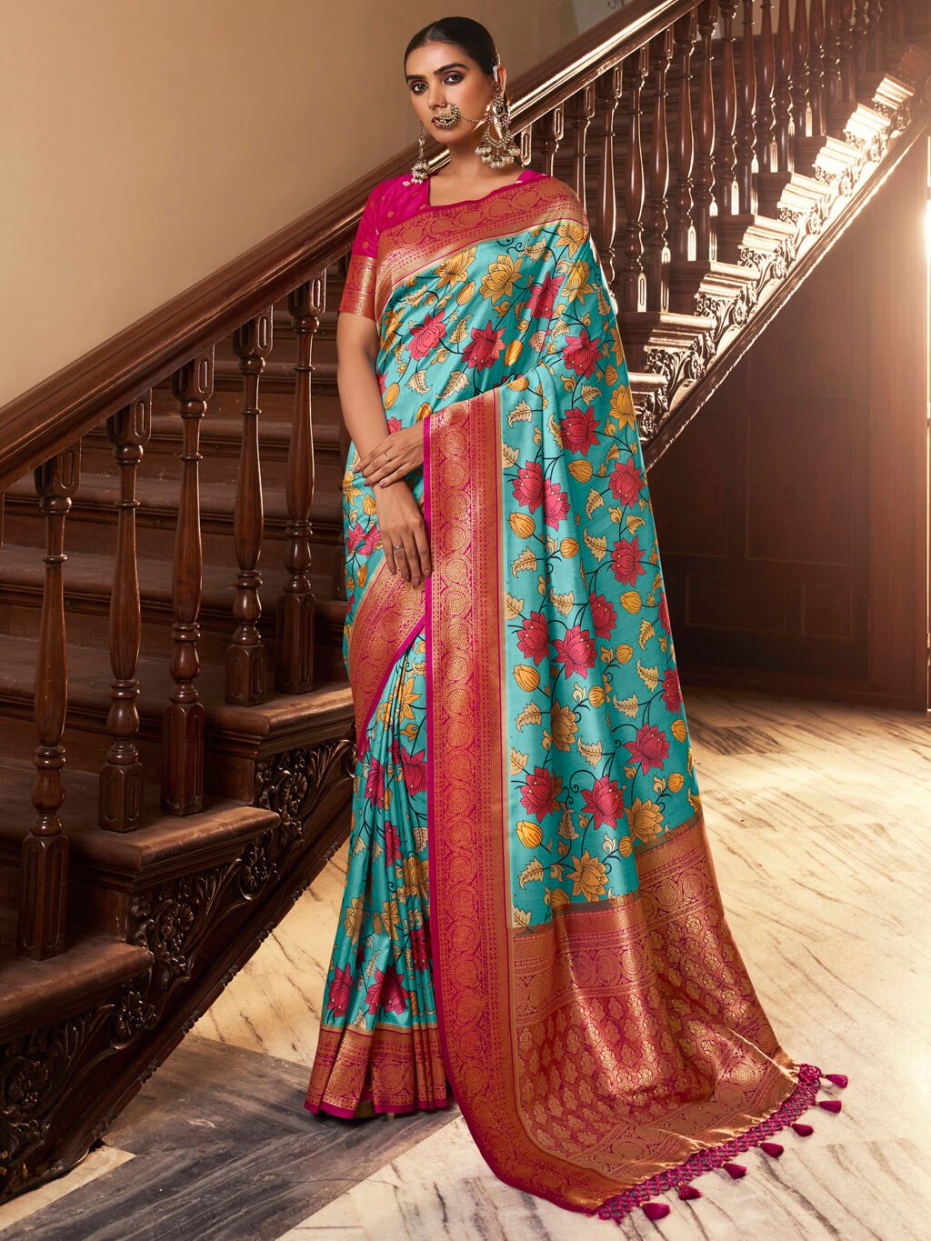 Image of Blue Silk Saree