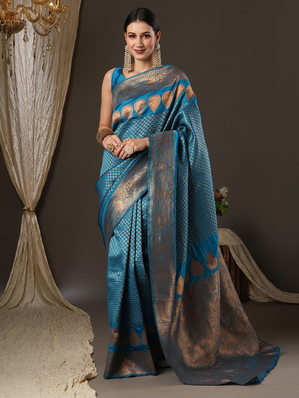Image of Blue Silk Saree