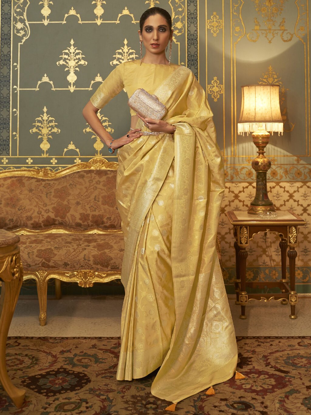 Image of Yellow Silk Saree
