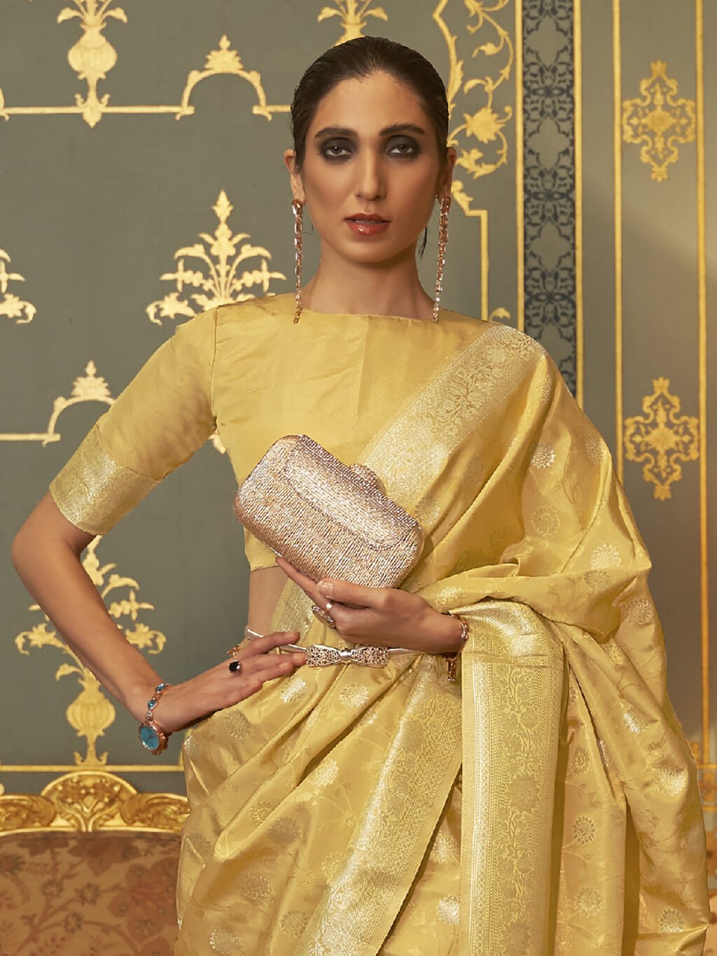 Yellow Silk Saree - Image 3