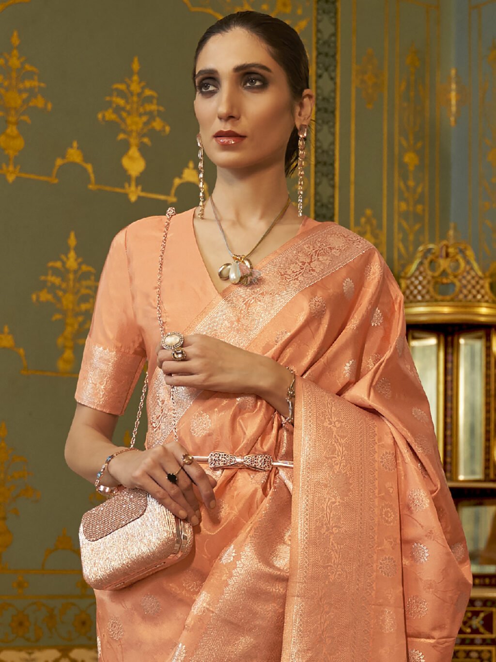 Peach Silk Saree - Image 3