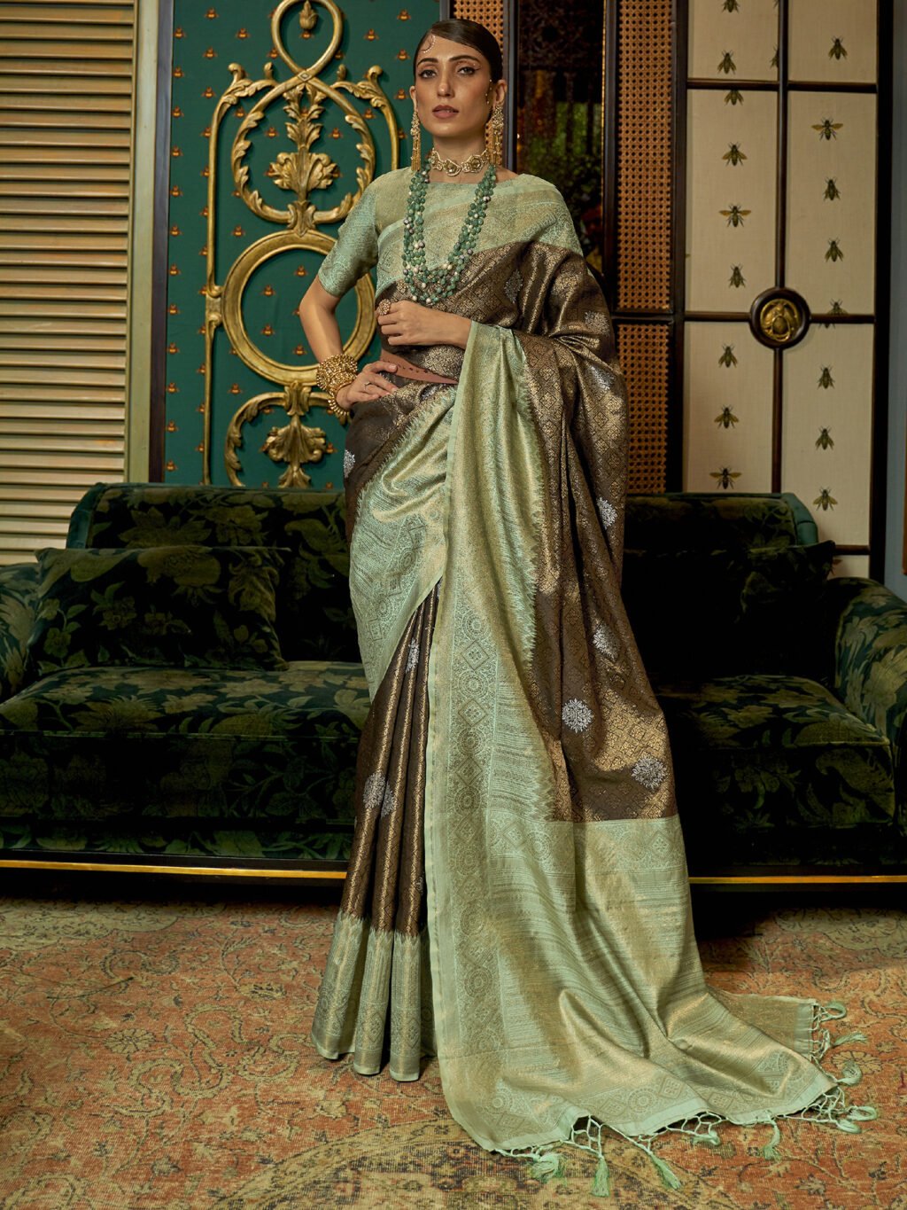 Image of Brown Silk Saree