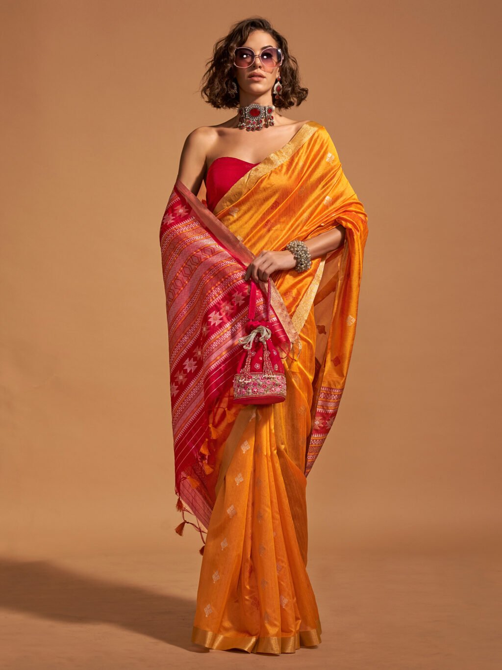 Image of Yellow Silk Saree