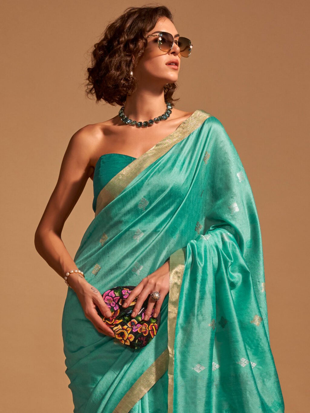 Light Blue Silk Saree - Image 3