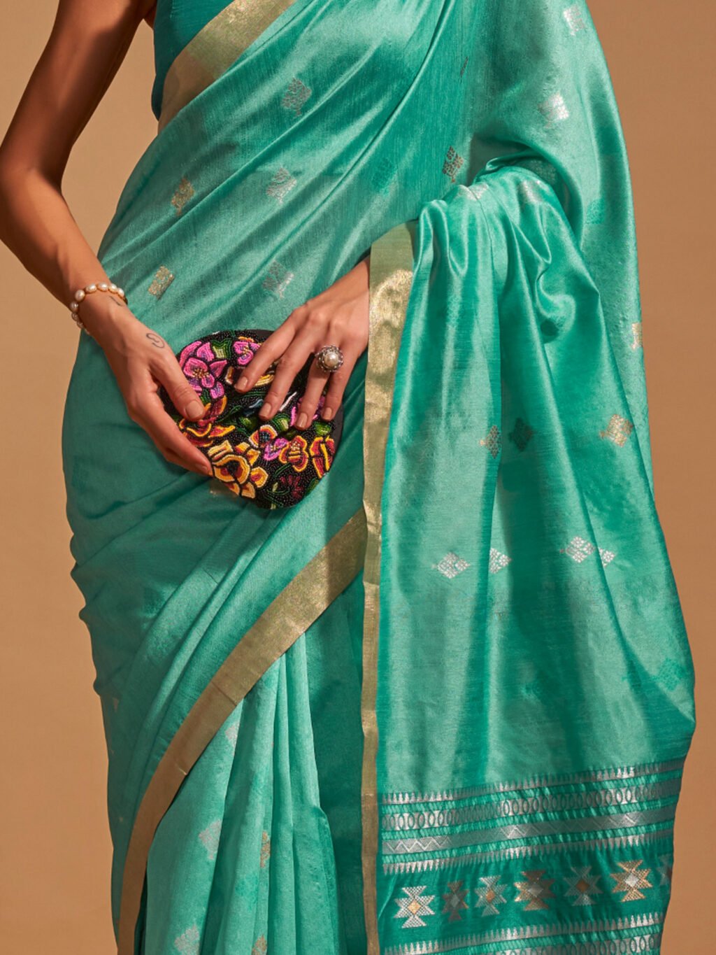 Light Blue Silk Saree - Image 4