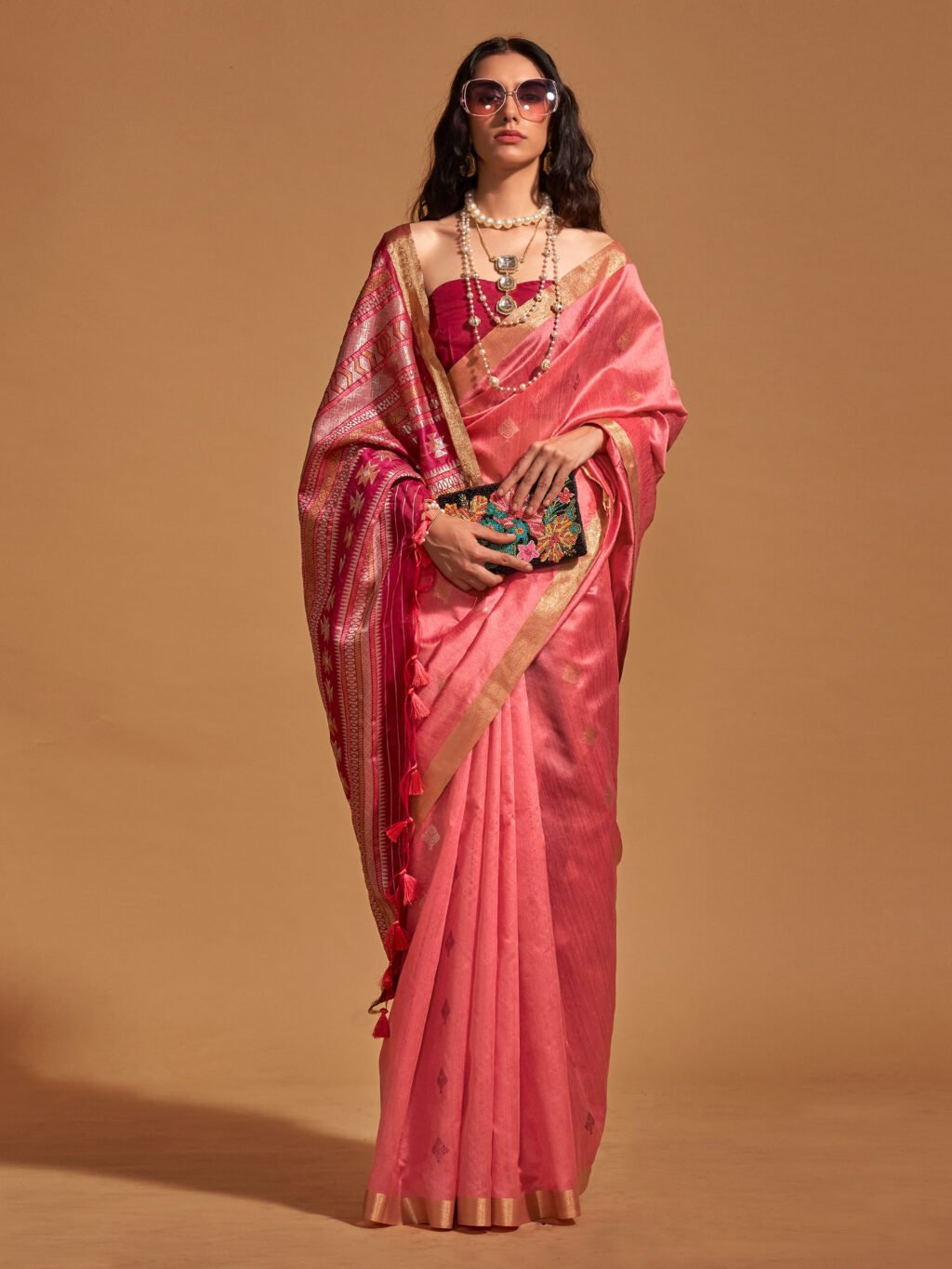 Image of Pink Silk Saree