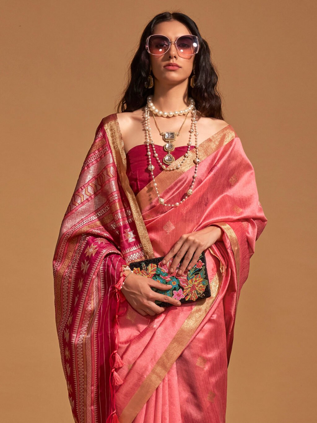 Pink Silk Saree - Image 3