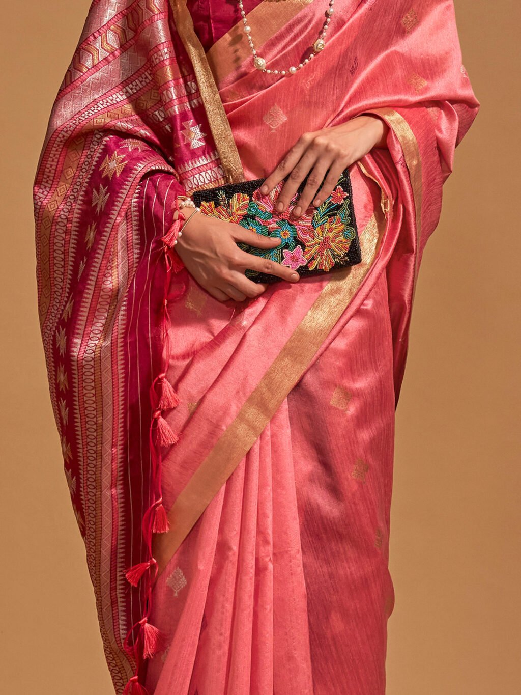 Pink Silk Saree - Image 4