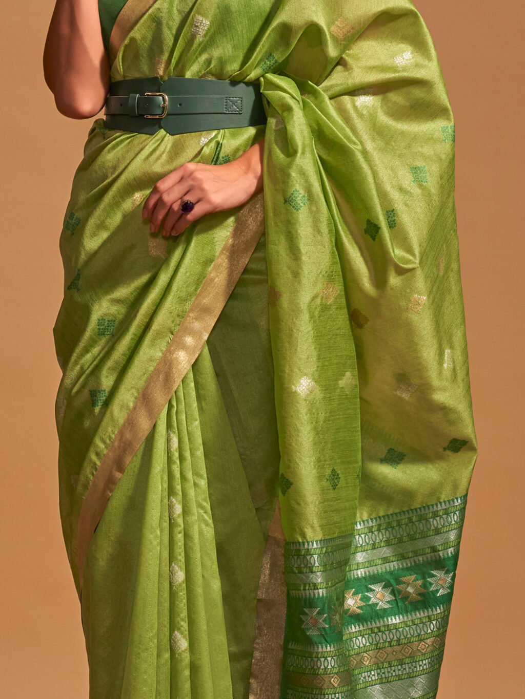 Light Green Silk Saree - Image 4