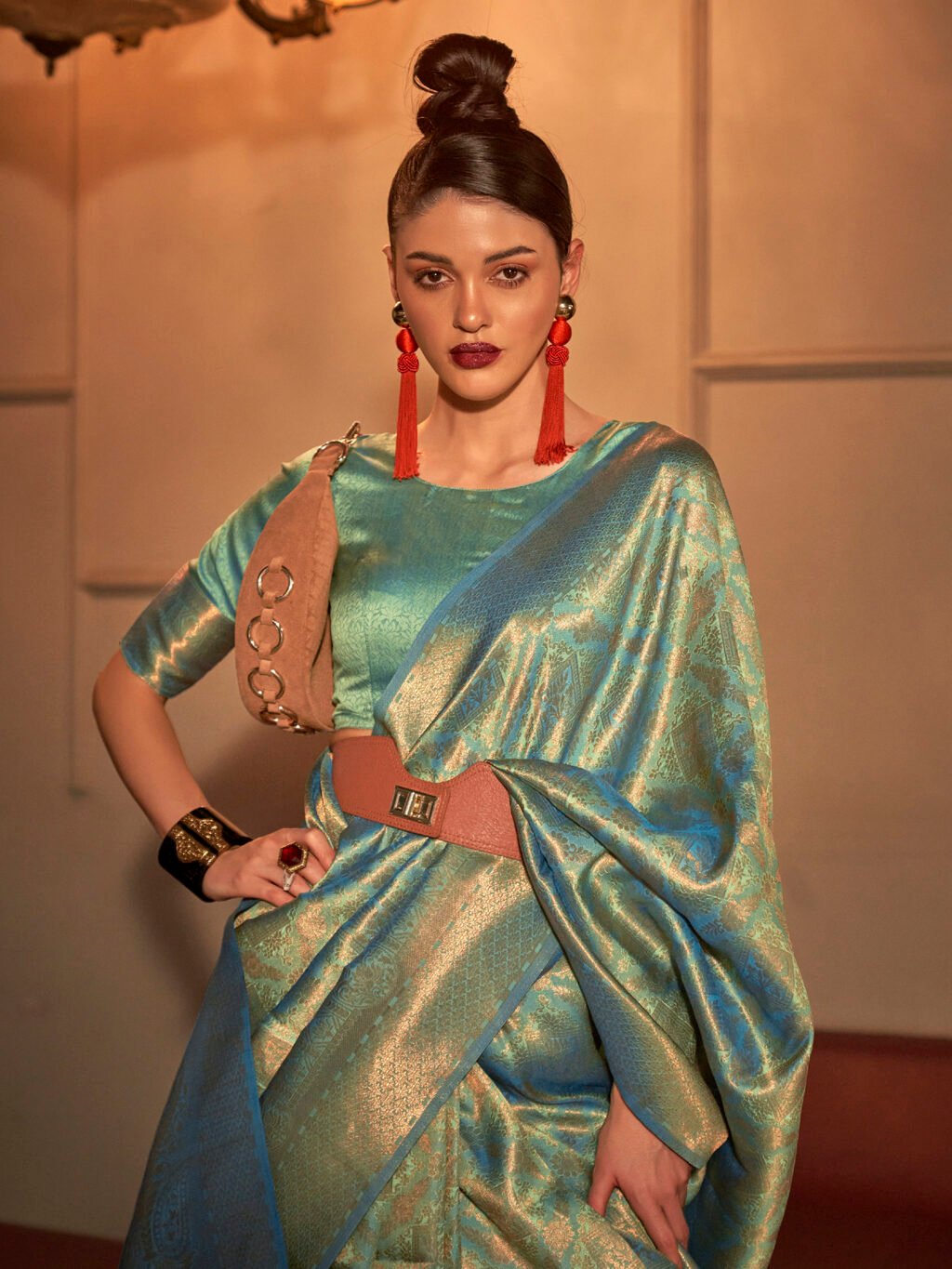 showcasing the beauty and craftsmanship of Party Wear Saree.