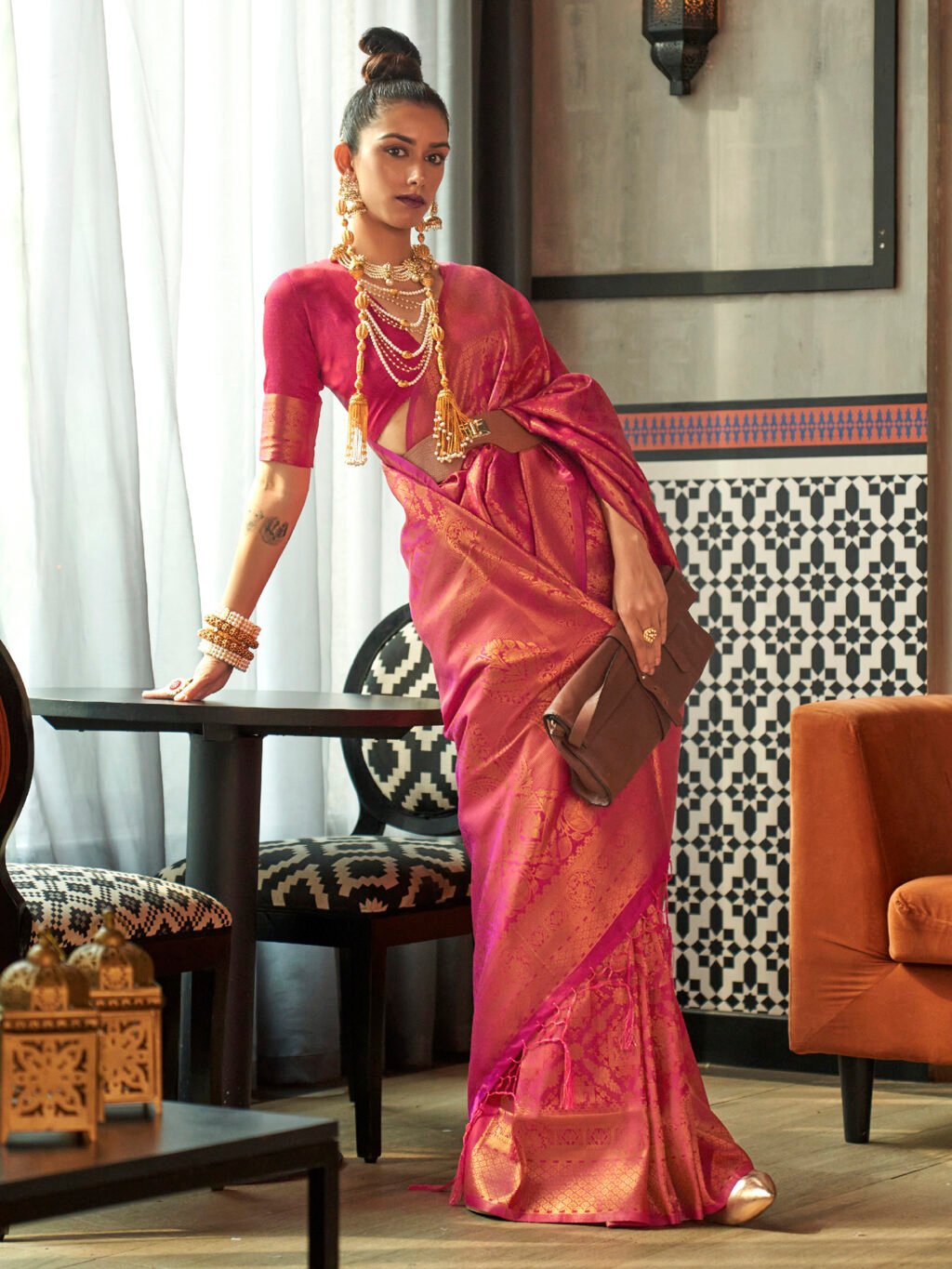Image of Pink Silk Saree