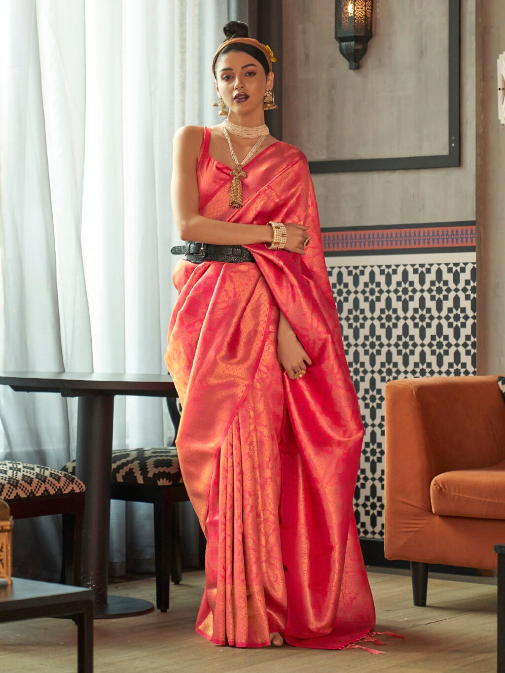 Image of Pink Silk Saree