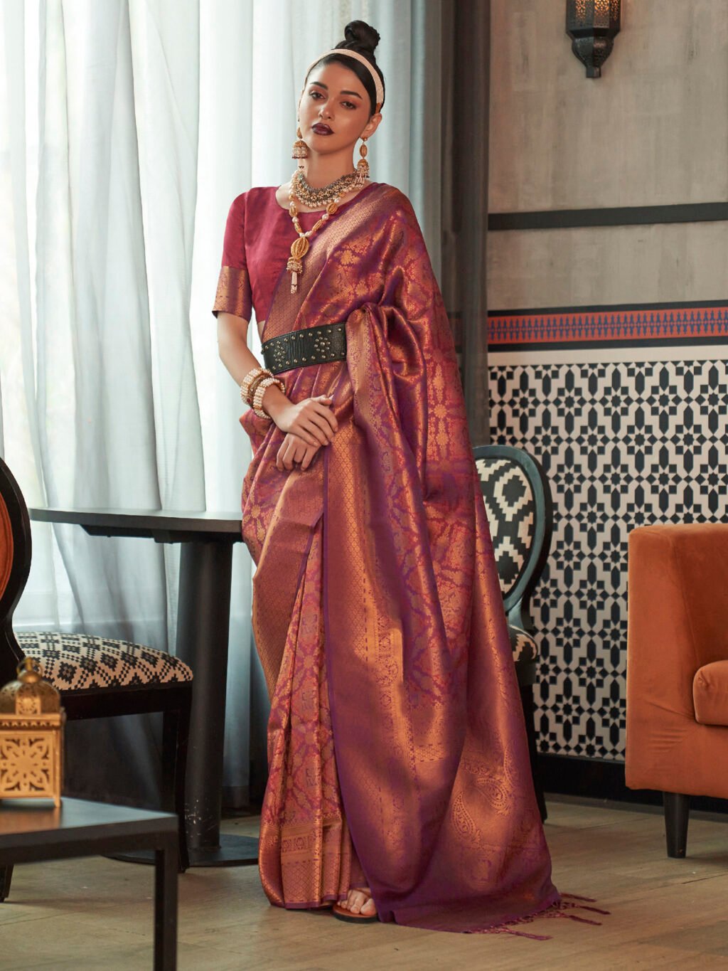 Image of Purple Silk Saree