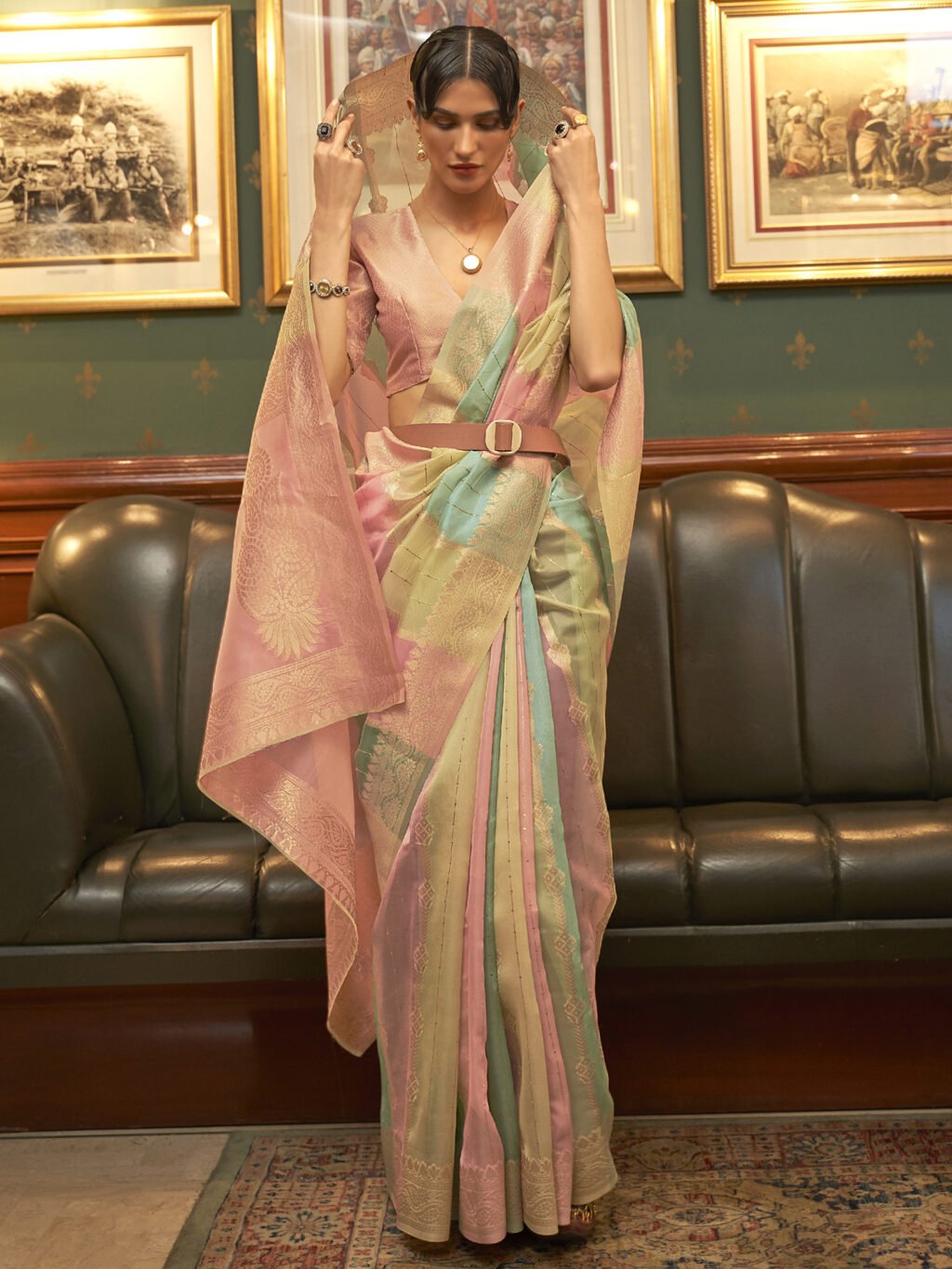 showcasing the beauty and craftsmanship of Festive Saree.