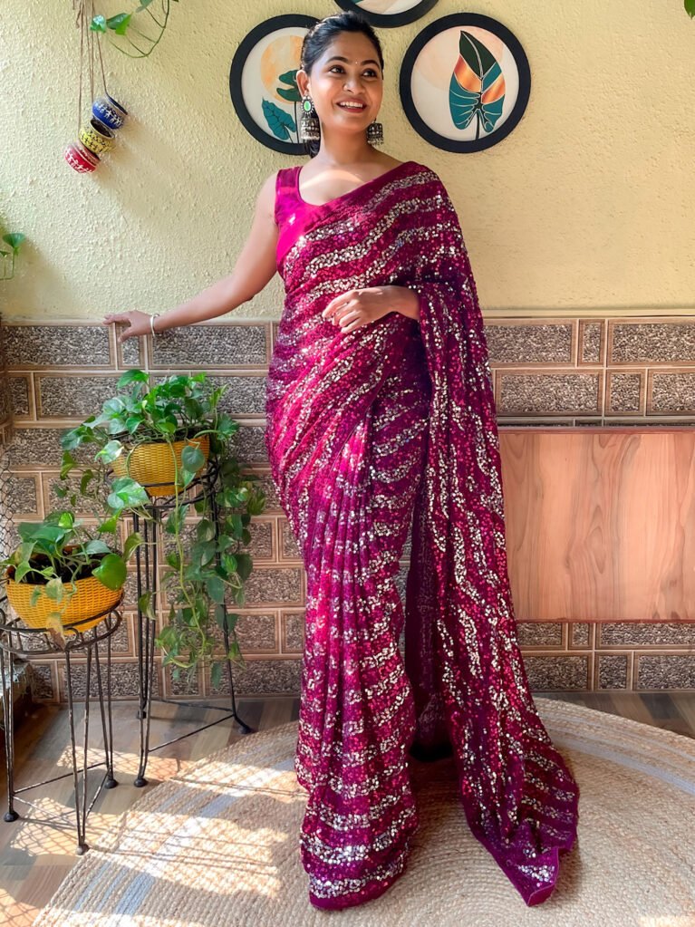 Image of Purple Georgette Saree