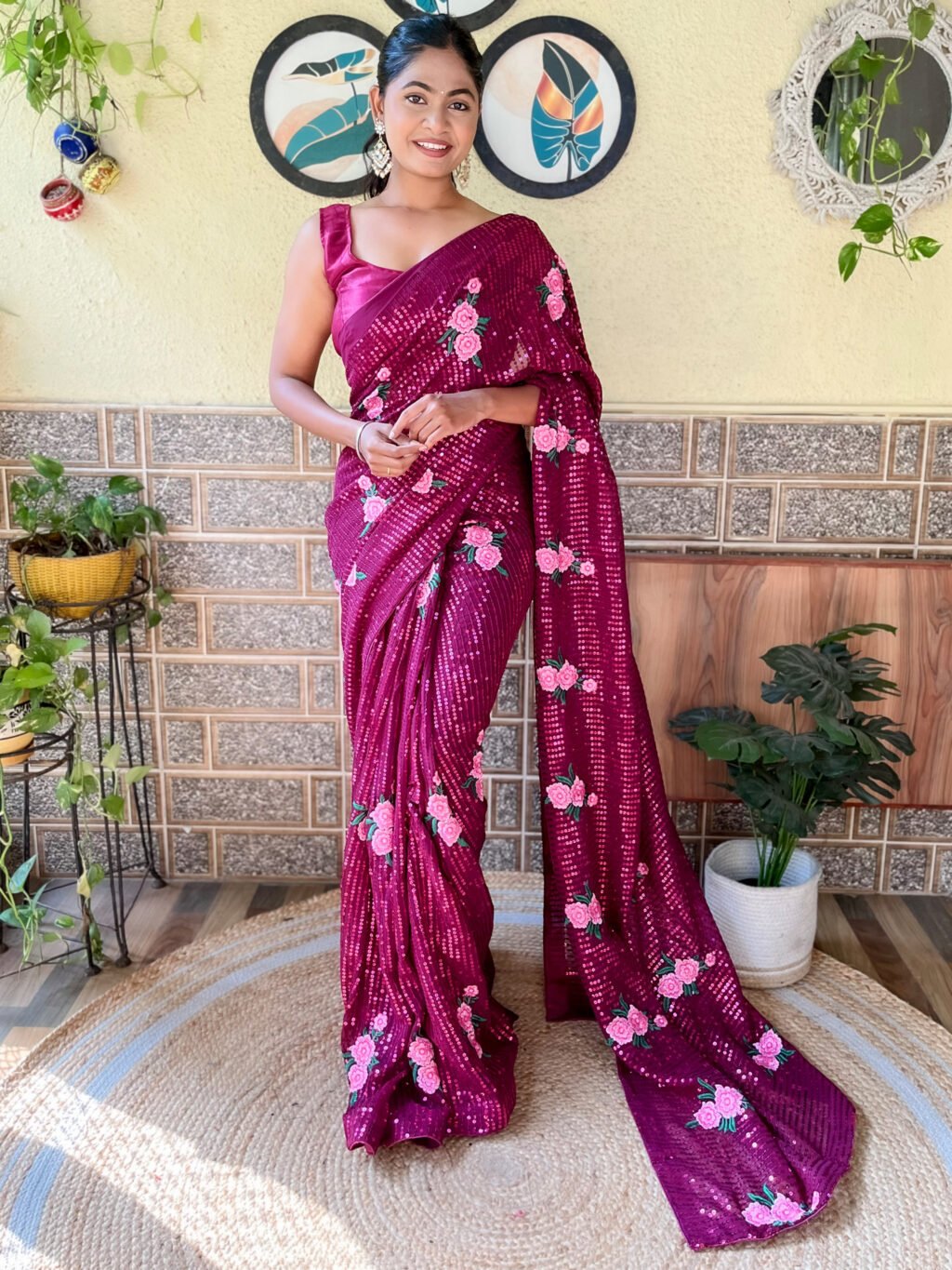 Image of Magenta Georgette Saree