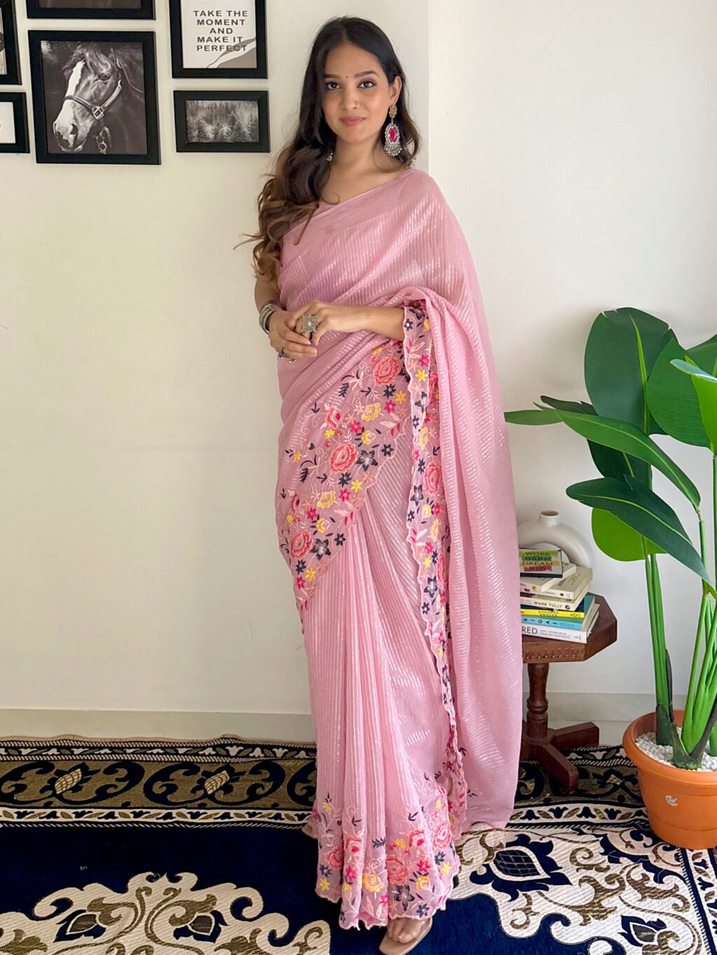 Image of Mauve Georgette Saree
