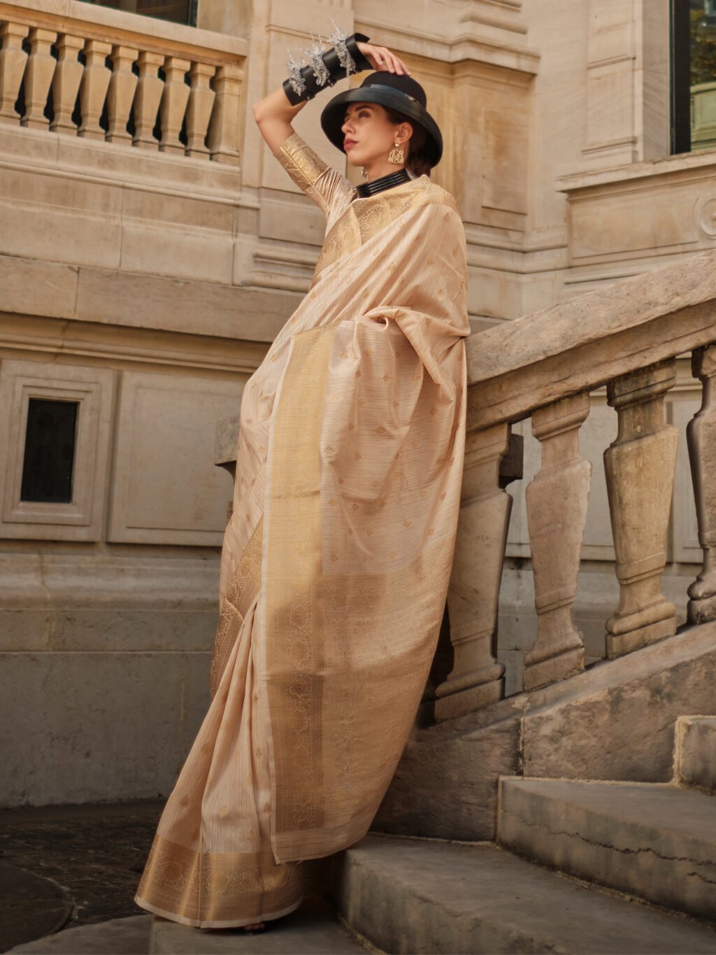Image of Cream Silk Saree