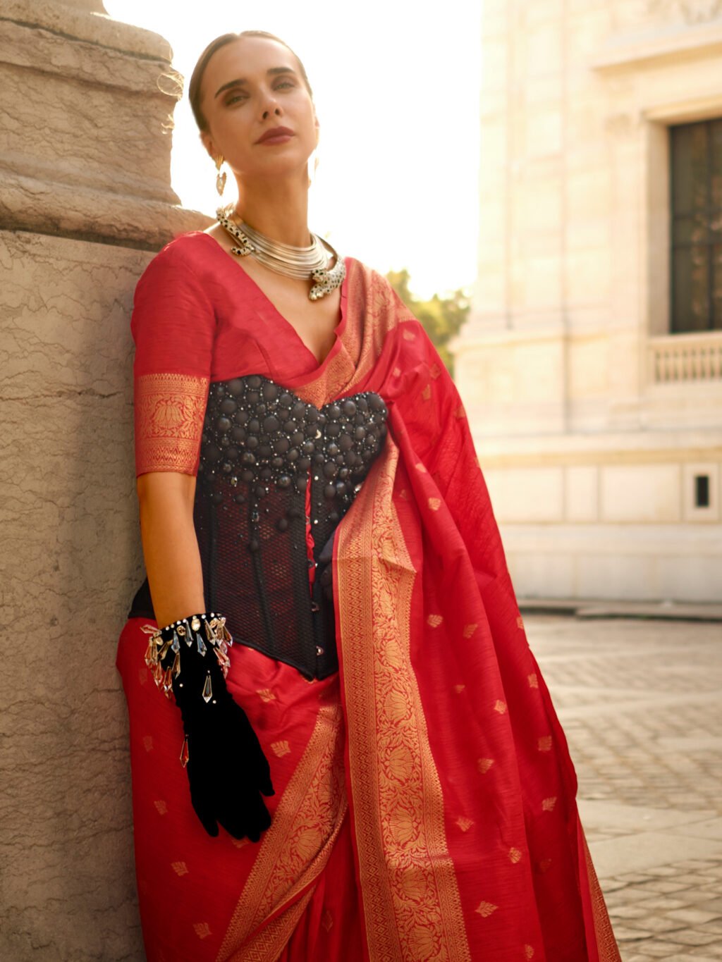 showcasing the beauty and craftsmanship of Silk Saree.
