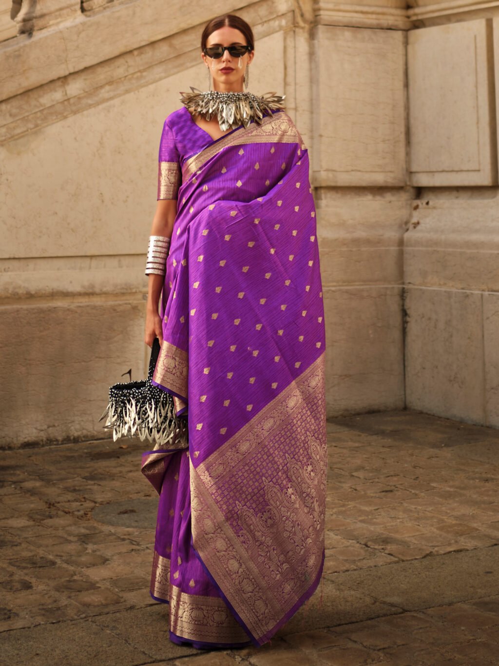 Image of Purple Silk Saree
